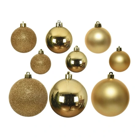 DECORIS Kerstbalmix plc d6cm 30st l.goud - afbeelding 2