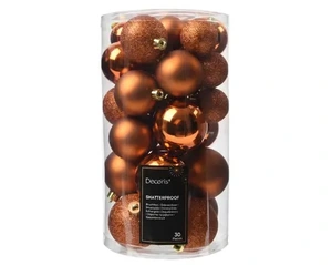 DECORIS Kerstbalmix plc d6cm 30st w.cider - afbeelding 2