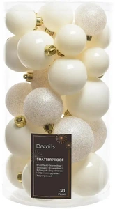 DECORIS Kerstbalmix plc d6cm 30st wolwit - afbeelding 1