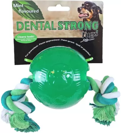 Dentalstrong Rubber bal+flos 10cm groen