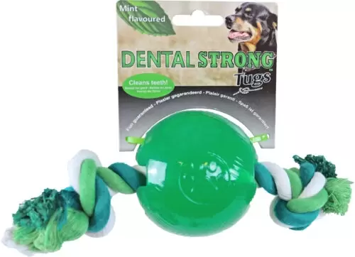 Dentalstrong Rubber bal+flos 8cm groen