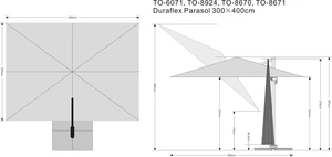 Duraflex Parasol 300 x 400 cm Woodlook - afbeelding 2