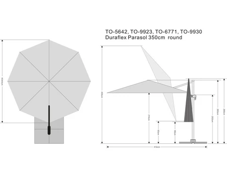 Duraflex Parasol 350 cm Ø Woodlook - afbeelding 2