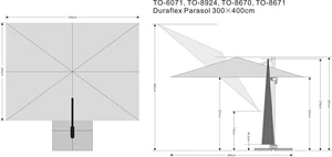 Duraflex Zweefparasol 300 x 400 cm Antraciet - afbeelding 3