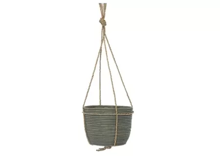 Hangend pot streep groen d18h16cm