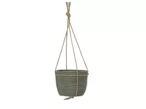 Hangend pot streep groen d18h16cm