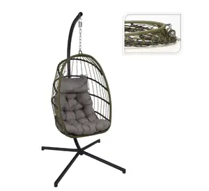 Hangstoel wicker groen incl. kussen