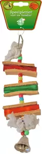 Houten ladder+leer+bel 19cm