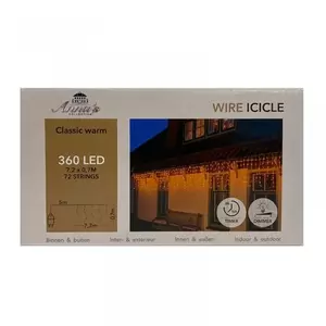 IJspegelverl. DRAAD TRANSPARANT 360L 720X70CM LED CLASSIC WARM 72 STRENG 3/5/7/3/5/7 5M AANLOOPSNOER - afbeelding 3