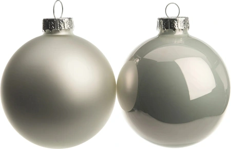 Kerstbal glas d7cm zacht grijs 8st