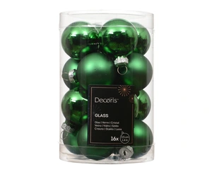 Kerstbalmix glas d3.5cm 16st jolly groen