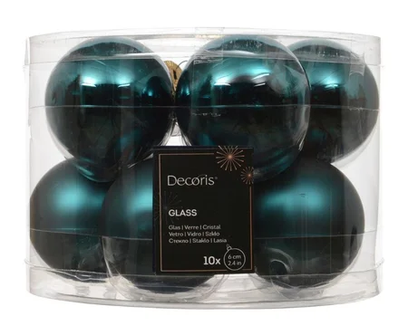 Kerstbalmix glas d6cm 10st emerald - afbeelding 2