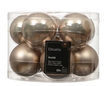Kerstbalmix glas d6cm 10st smokey parel - afbeelding 1