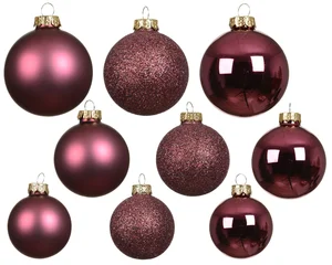 Kerstbalmix glas d7cm 42st donker roze - afbeelding 2