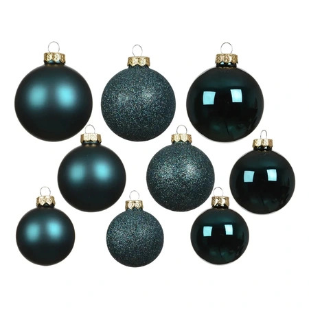 Kerstbalmix glas d7cm 42st emerald - afbeelding 2