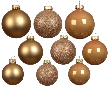 Kerstbalmix glas d7cm 42st karamelbruin - afbeelding 2