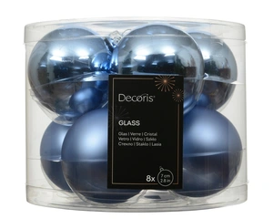 Kerstbalmix glas d7cm 8st ochtend blauw