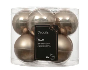 Kerstbalmix glas d7cm 8st smokey parel