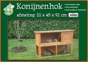 Konijnhok+lade+ren br 111x45x92cm - afbeelding 1