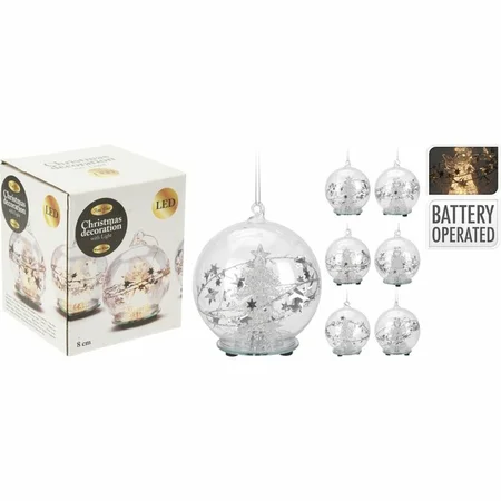 LED BAL GLAS 8CM 6ASS DESSIN - afbeelding 1