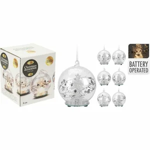 LED BAL GLAS 8CM 6ASS DESSIN - afbeelding 1