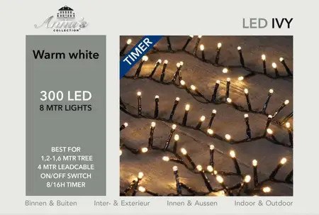 Led ivy 300l/l8m warmwit zwart - afbeelding 2