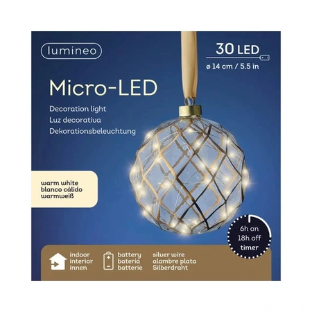 LUMINEO OBJECTS Micro led bal d14cm helder/warm wit - afbeelding 1