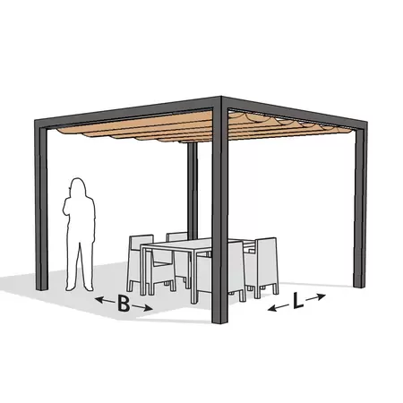 Nesling pergola ALU GRIJS "stand alone" 319x419, Zand