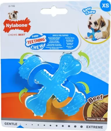 Nylabone Puppy chew teetheing x-bone beef xs - afbeelding 1