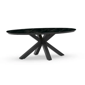 Oblong Dining Table Trespa Marble 200 x 110 cm Charcoal