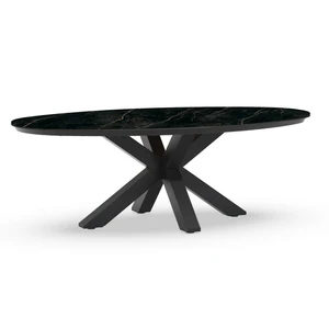 Oblong Dining Table Trespa Marble 220 x 130 cm Charcoal