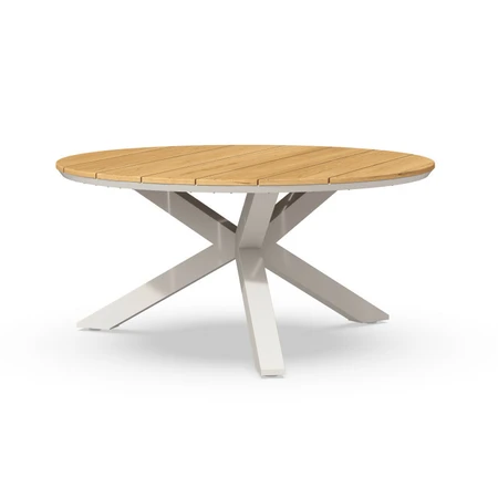 Omnigo Dining Table Teak 150 cm Ø Cream White