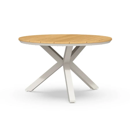Orbital Dining Table Teak 120 cm Ø Cream White