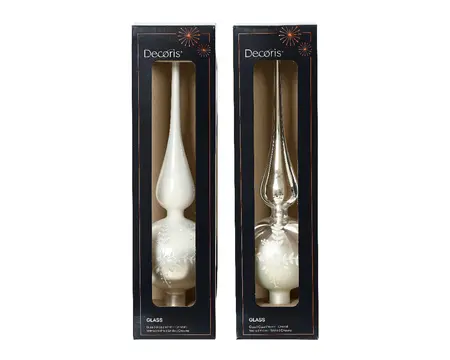 Piek glas d8h31cm a2 wit/zilver - afbeelding 1