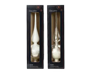 Piek glas d8h31cm a2 wit/zilver - afbeelding 1