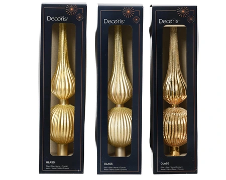 Piek glas d8h31cm goud/parel a3 - afbeelding 1