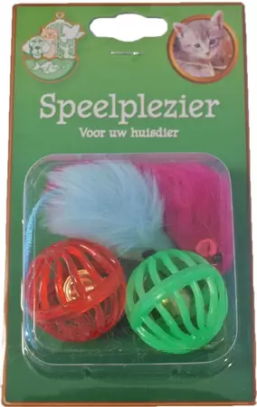 Plastic bal+bontmuis 2 stuks