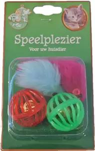 Plastic bal+bontmuis 2 stuks