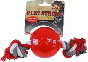 Playstrong Rubber bal+flos 8,5cm rood