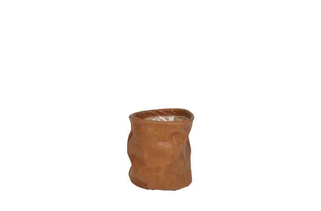 Pot juna kunstleder d14h14cm cognac