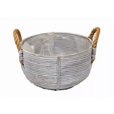 Pot rond streep white wash d45h22cm