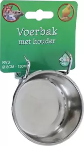 Rvs voerbak met houder d8cm - afbeelding 1