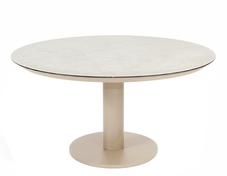 Sarah low dining tafel latte met printed keramiek top 130 cm Ø