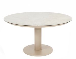 Sarah low dining tafel latte met printed keramiek top 130 cm Ø