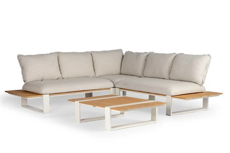Seto Teak Lounge Set Complete Creme White