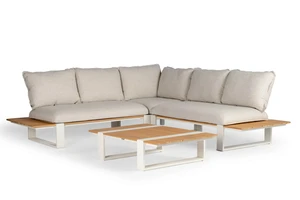 Seto Teak Lounge Set Complete Creme White