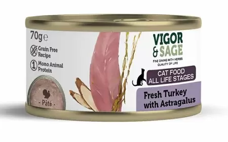 VIGOR & SAGE Cat turkey astragalus 70g