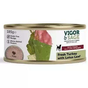 VIGOR & SAGE Dog turkey lotus leaf 185g