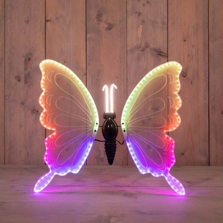 Vlinder led bew.vleugels 60cm rgb - afbeelding 1