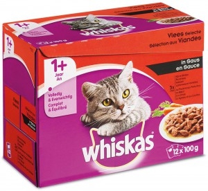 WHISKAS Pouch adult vlees saus 12x100g